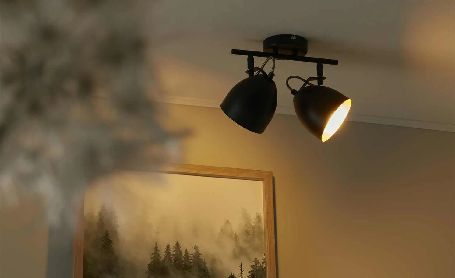 KHG Deckenstrahler, 2-flammig, schwarz innen goldfarben 1 KHG Deckenstrahler, 2-flammig, schwarz innen goldfarben