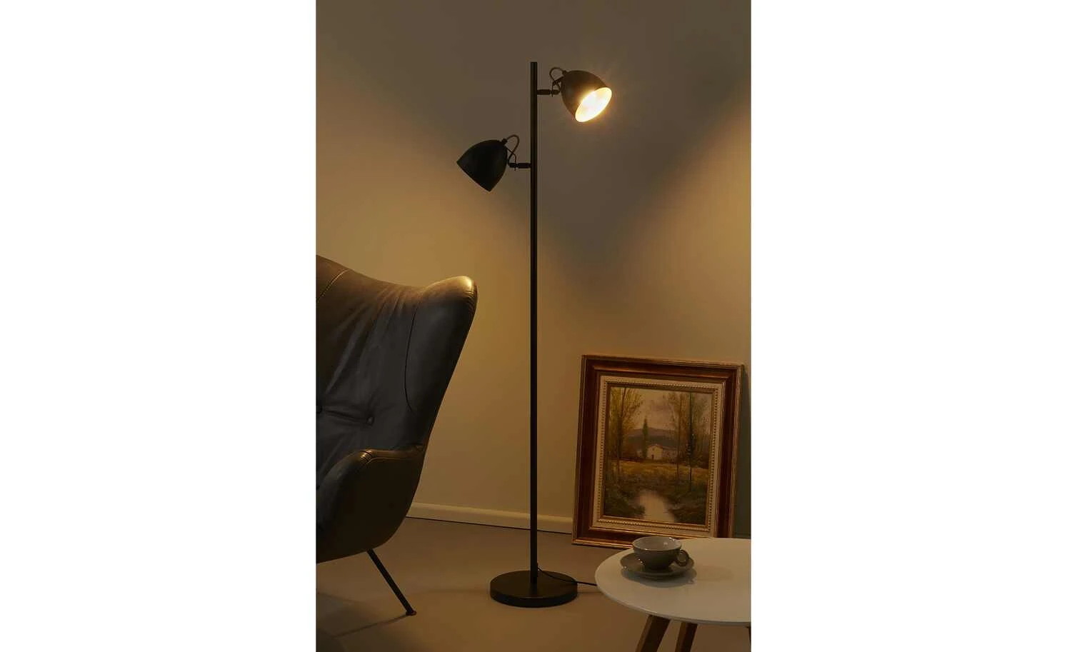 KHG Stehleuchte, 2-flammig schwarz goldfarben 1 KHG Stehleuchte, 2-flammig schwarz goldfarben