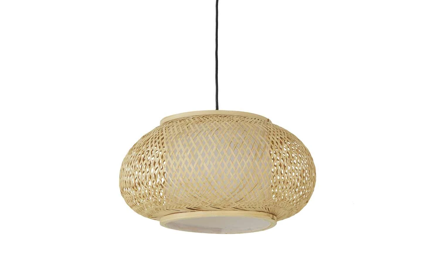 HOME STORY Pendelleuchte, 1-flammig, Rattan/ Stoff 1 HOME STORY Pendelleuchte, 1-flammig, Rattan/ Stoff