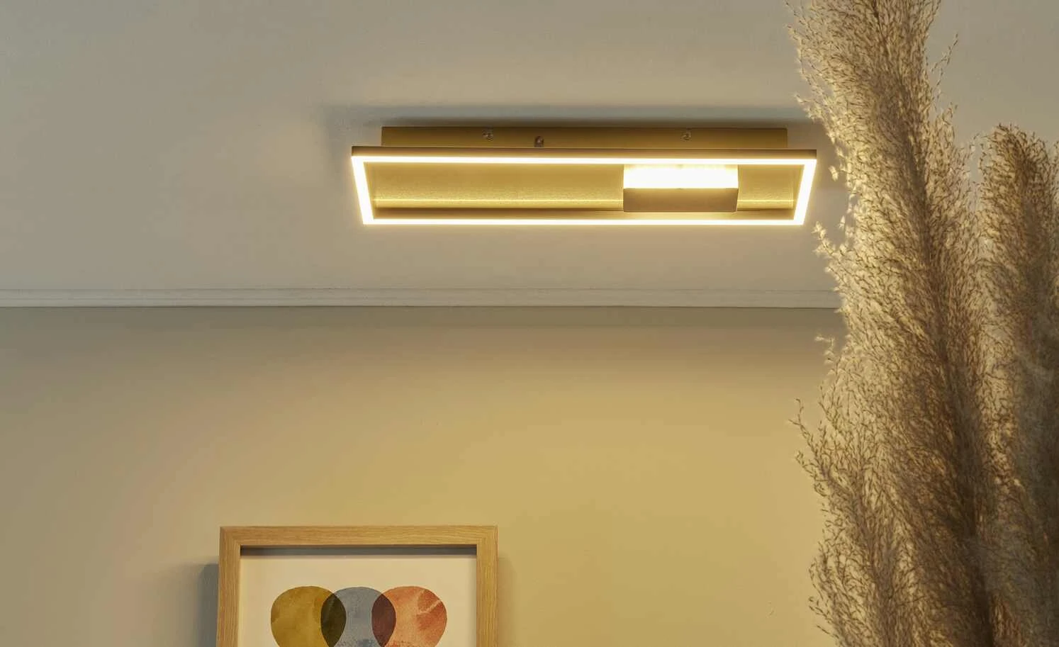 HOME STORY LED-Deckenleuchte, schwarz/goldfarben rechteckig 1 HOME STORY LED-Deckenleuchte, schwarz/goldfarben rechteckig