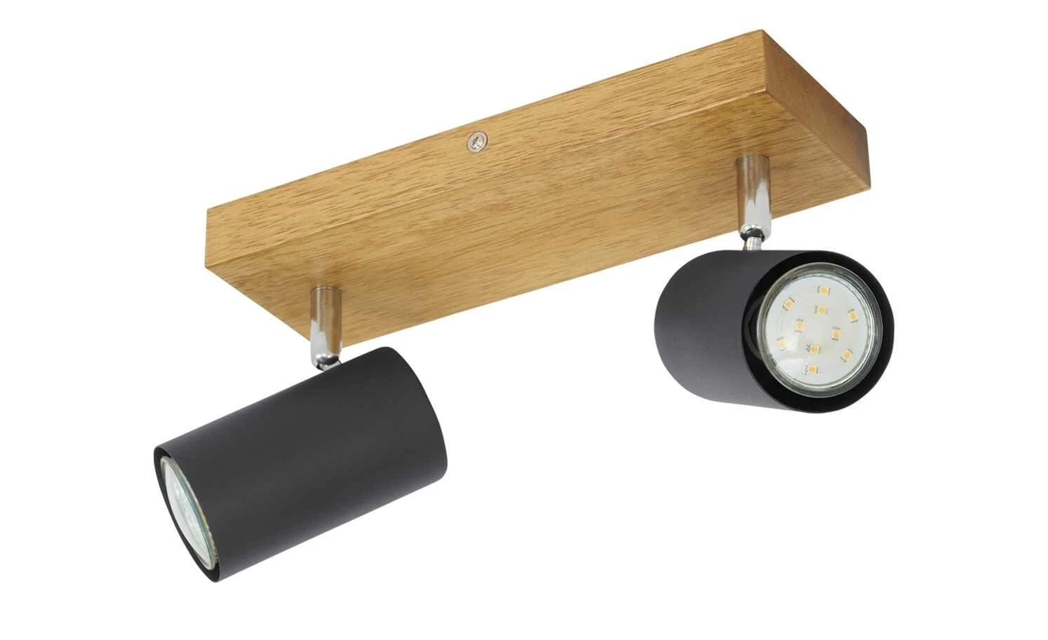 Trio Deckenspot, 2-flammig, schwarz / Eiche 2 Trio Deckenspot, 2-flammig, schwarz / Eiche – Bild 2