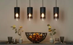 Trio Pendelleuchte, 4-flammig, Rauchglas schwarz