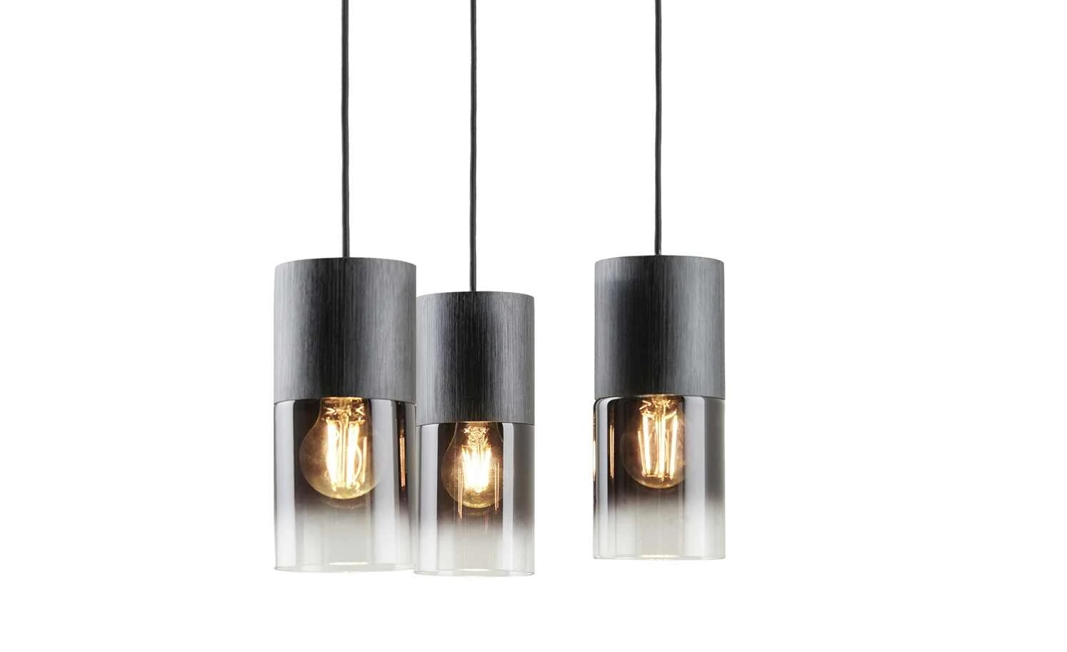 Trio Pendelleuchte, 3-flammig, Rauchglas schwarz 2 Trio Pendelleuchte, 3-flammig, Rauchglas schwarz – Bild 2