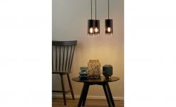 Trio Pendelleuchte, 3-flammig, Rauchglas schwarz