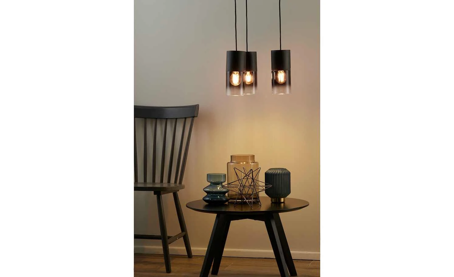 Trio Pendelleuchte, 3-flammig, Rauchglas schwarz 1 Trio Pendelleuchte, 3-flammig, Rauchglas schwarz