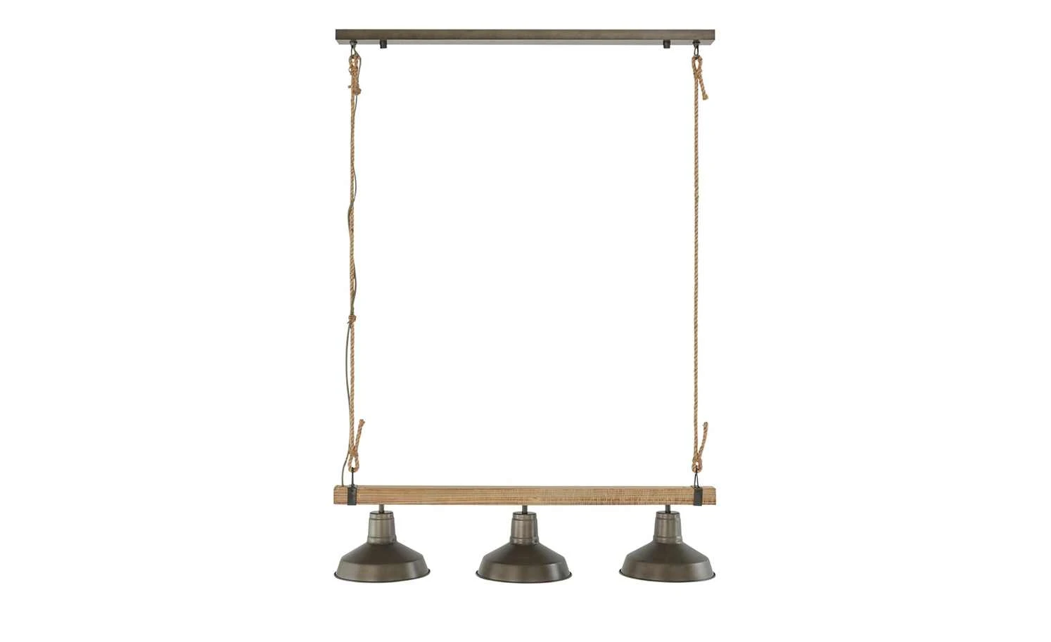 Pendelleuchte, 3-flammig, schwarz/Holz mit Tau 8 Pendelleuchte, 3-flammig, schwarz/Holz mit Tau – Bild 8