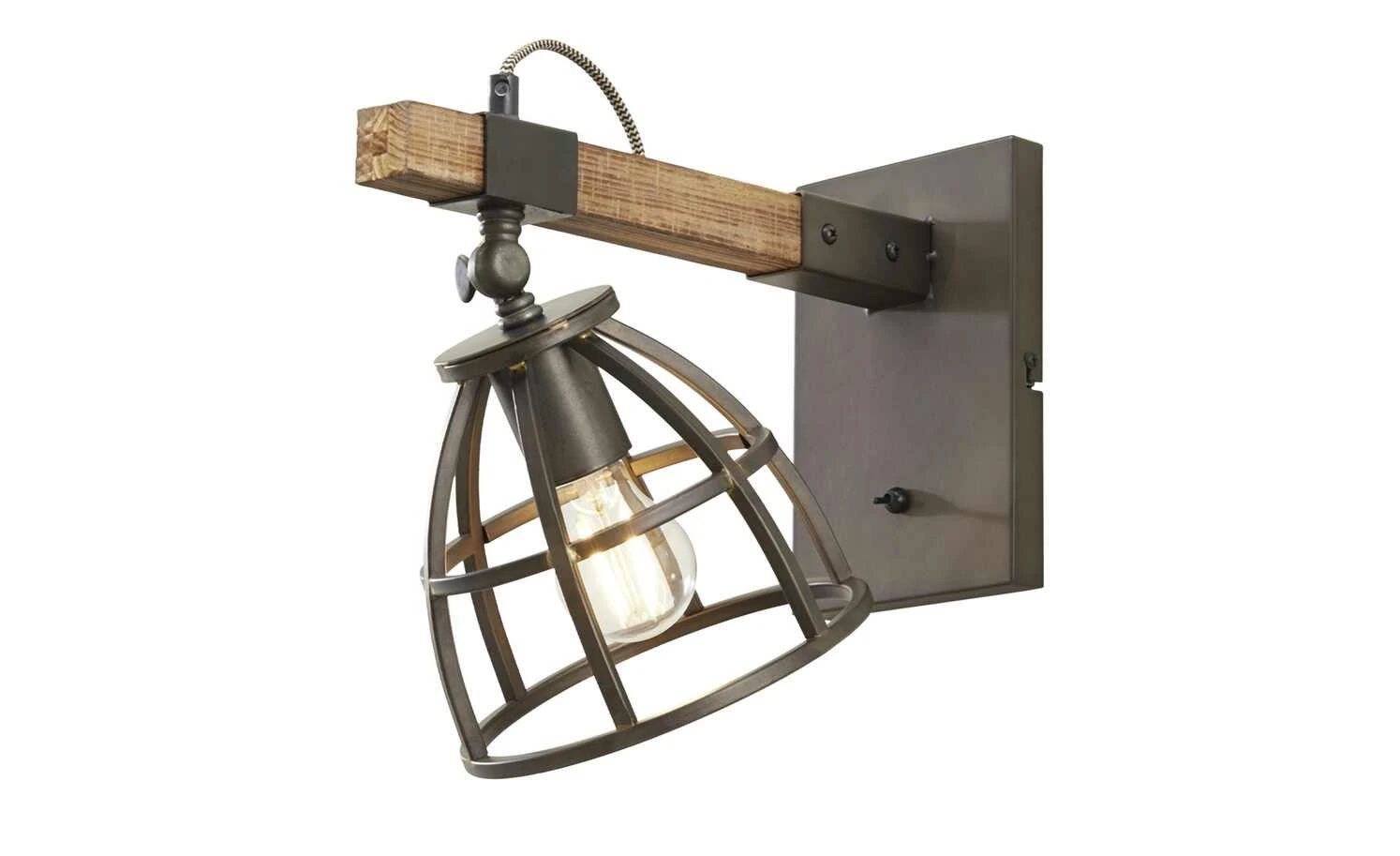 Wandleuchte, 1-flammig, schwarz/holz 7 Wandleuchte, 1-flammig, schwarz/holz – Bild 7