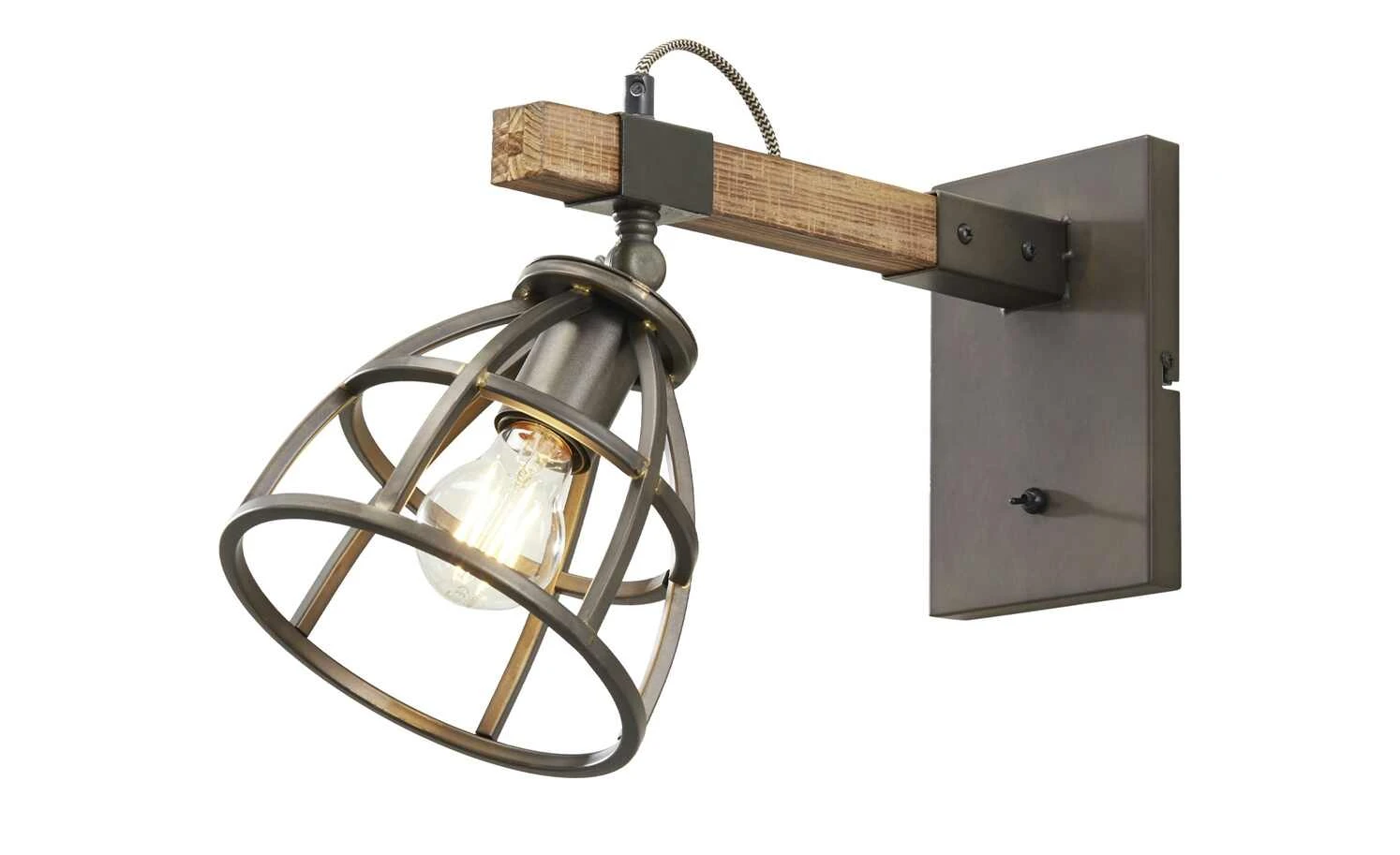 Wandleuchte, 1-flammig, schwarz/holz 9 Wandleuchte, 1-flammig, schwarz/holz – Bild 9