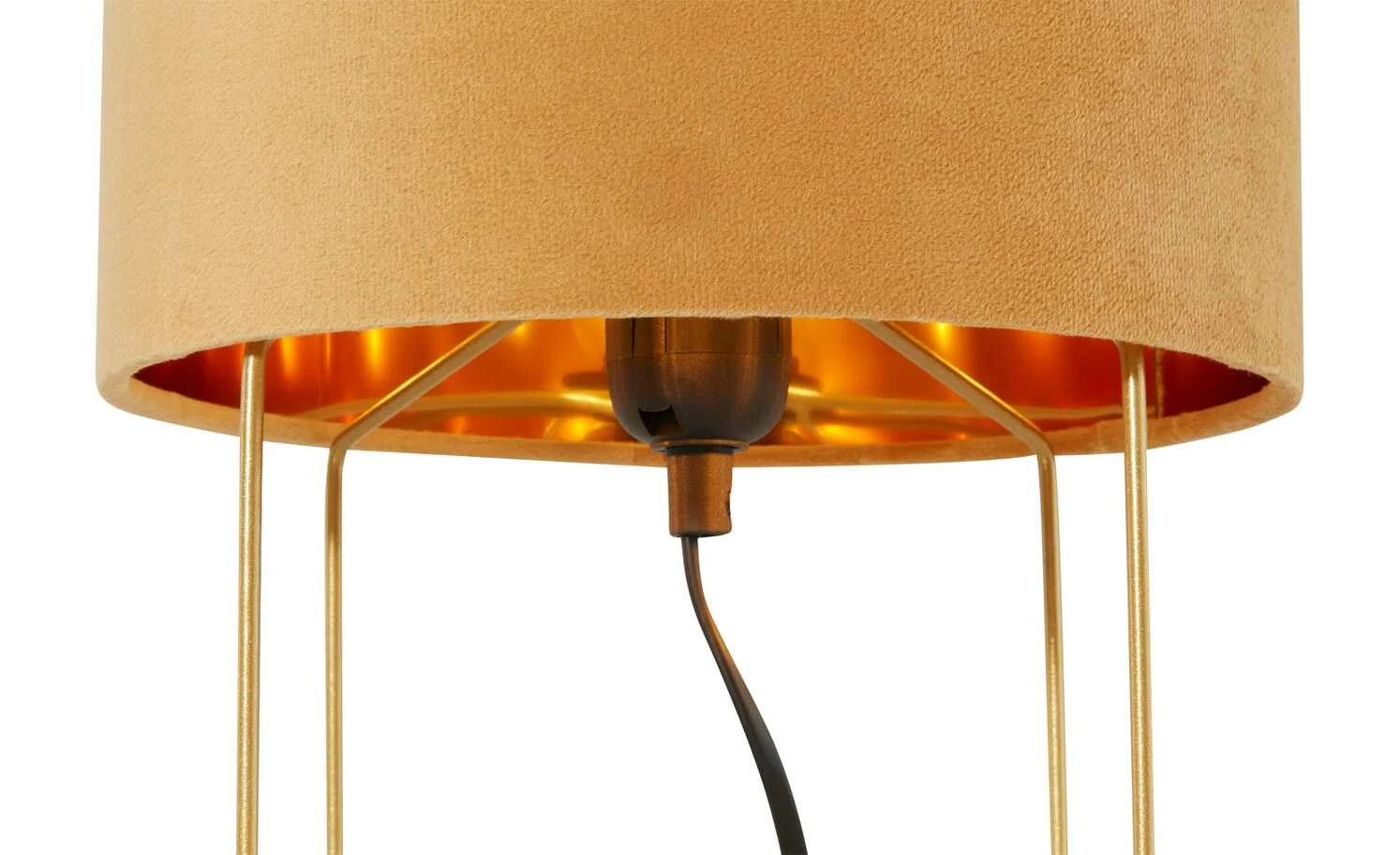 Fischer-Honsel Tischleuchte, 1-flammig, gelb Samt `klein´ | 32|cm Gelb 4 Fischer-Honsel Tischleuchte, 1-flammig, gelb Samt `klein´ | 32|cm Gelb – Bild 4