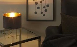 Fischer-Honsel Tischleuchte, 1-flammig, grau Samt `klein´ | 32|cm Grau