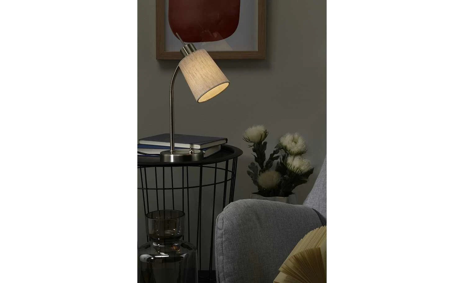 Tischleuchte, 1-flammig, Nickel matt 1 Tischleuchte, 1-flammig, Nickel matt