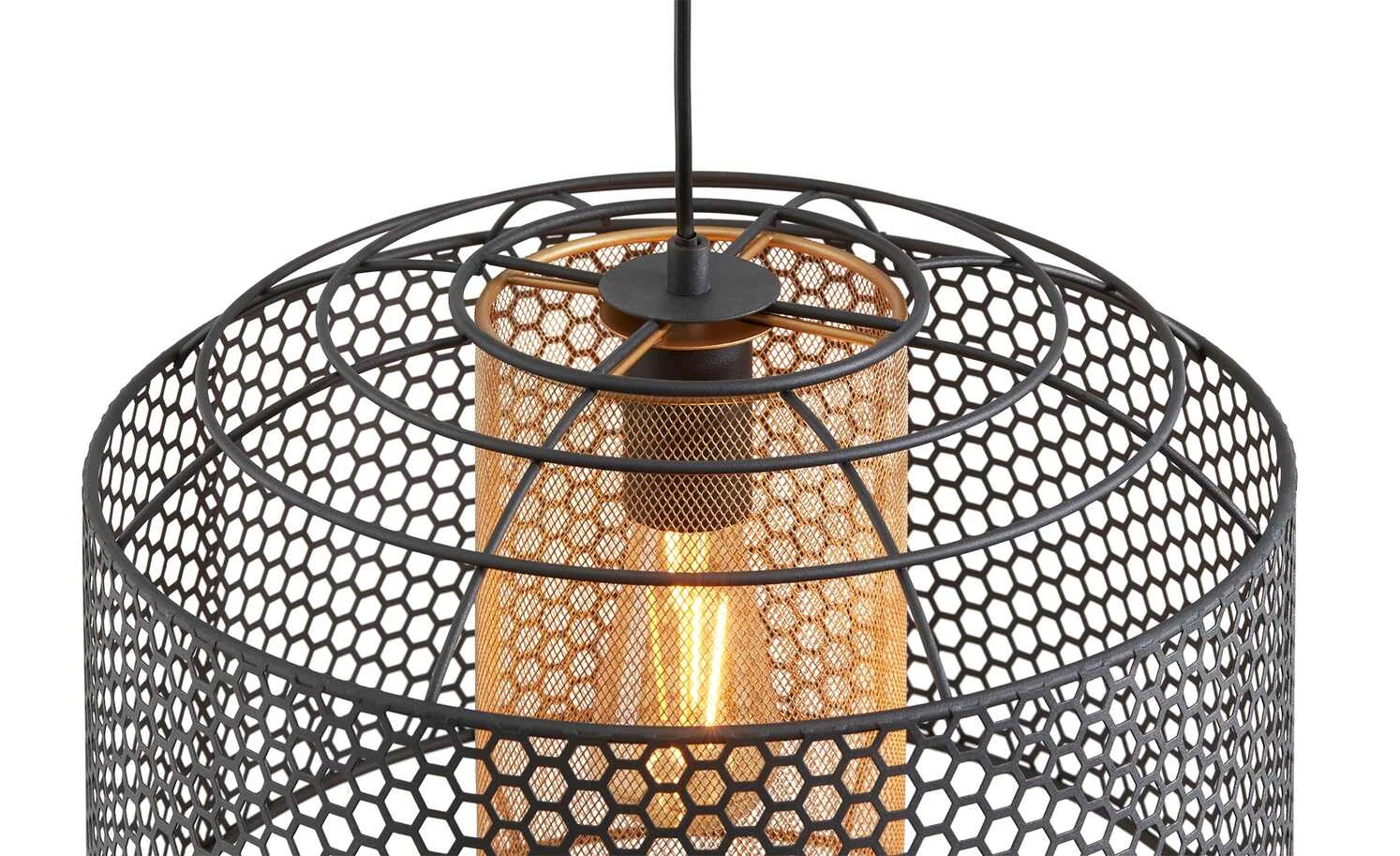 Pendelleuchte, 1-flammig, Metall schwarz/goldfarben 6 Pendelleuchte, 1-flammig, Metall schwarz/goldfarben – Bild 6