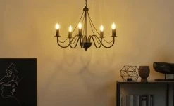 Kronleuchter, 5-flammig, schwarz