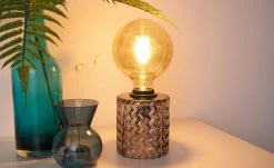 Tischleuchte, 1-flammig, Rauchglas