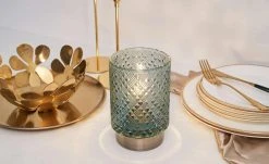 Mobile-Tischleuchte, Glas Türkis | Blau 15,5|cm