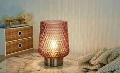 Mobile-Tischleuchte, Glas rosa, groß | Rosa 21|cm