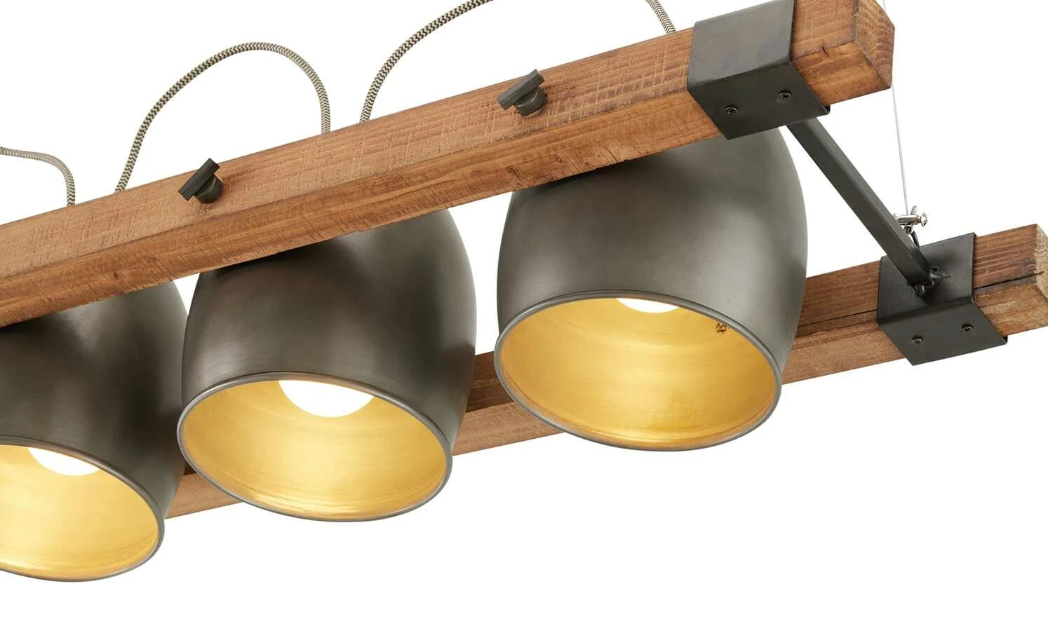 Pendelleuchte, 4-flammig, Metall/ Holz schwarz 5 Pendelleuchte, 4-flammig, Metall/ Holz schwarz – Bild 5