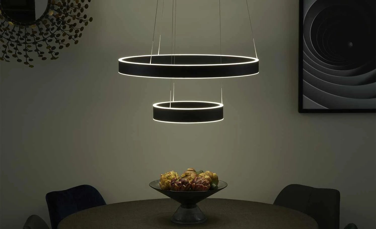 B-Leuchten LED-Pendelleuchte, schwarz `Ringe´ 3 B-Leuchten LED-Pendelleuchte, schwarz `Ringe´ – Bild 3