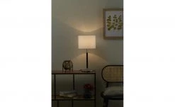 B-Leuchten Tischleuchte, 1-flammig, schwarz/chrom, Stoffschirm