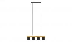 Trio Pendelleuchte, 4-flammig, Holz/ Stoffschirm schwarz/goldfarben -Innenleuchten Verkaufsladen 11687145 1 202201251234