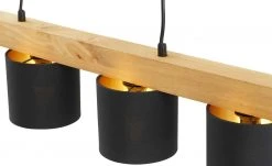 Trio Pendelleuchte, 4-flammig, Holz/ Stoffschirm schwarz/goldfarben -Innenleuchten Verkaufsladen 11687145 7 202201251234