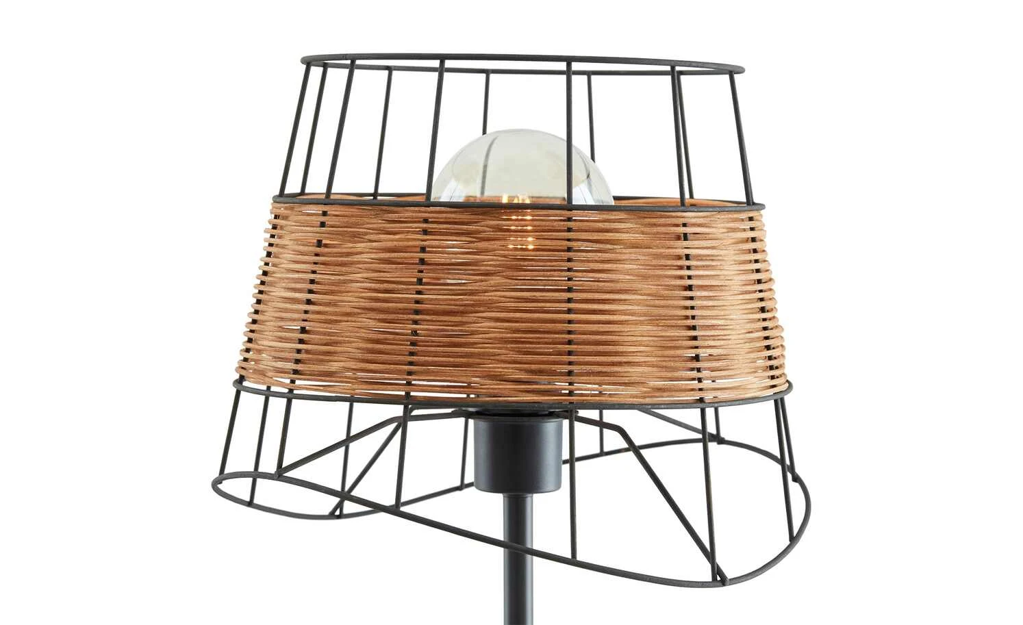 Stehleuchte, 1-flammig, schwarz, Draht/ Rattan 5 Stehleuchte, 1-flammig, schwarz, Draht/ Rattan – Bild 5