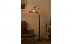 Stehleuchte 1-flammig, Rattan/ schwarz