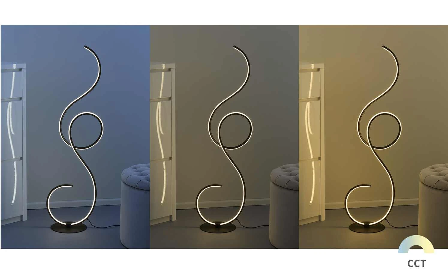 Trio LED-Stehleuchte, schwarz ´ geschwungen´ 2 Trio LED-Stehleuchte, schwarz ´ geschwungen´ – Bild 2