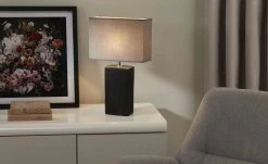 Fischer-Honsel Tischleuchte, 1-flammig, Keramik schwarz antik