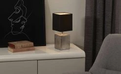 Fischer-Honsel Tischleuchte, 1-flammig, silberfarben antik/ schwarz | 35|cm