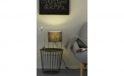 Fischer-Honsel Tischleuchte, 1-flammig, Schirm Leinen grau, sandschwarz