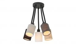 Fischer-Honsel Deckenleuchte, 5-flammig, schwarz mit Leinenschirmen -Innenleuchten Verkaufsladen 11687355 5 202204222231