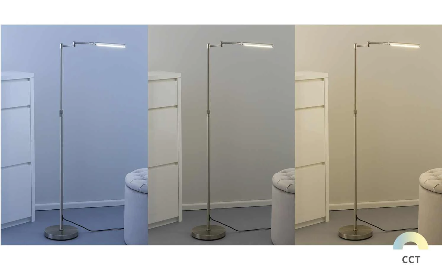 Fischer-Honsel LED-Stehleuchte Nickel matt höhenverstellbar 2 Fischer-Honsel LED-Stehleuchte Nickel matt höhenverstellbar – Bild 2