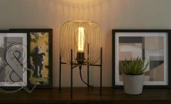 Tischleuchte, 1-flammig, Draht beige