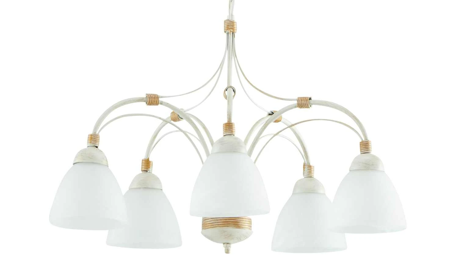 Pendelleuchte, 5-flammig, elfenbein/goldfarben 2 Pendelleuchte, 5-flammig, elfenbein/goldfarben – Bild 2