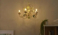 Kronleuchter, 5-flammig, elfenbeinfarben