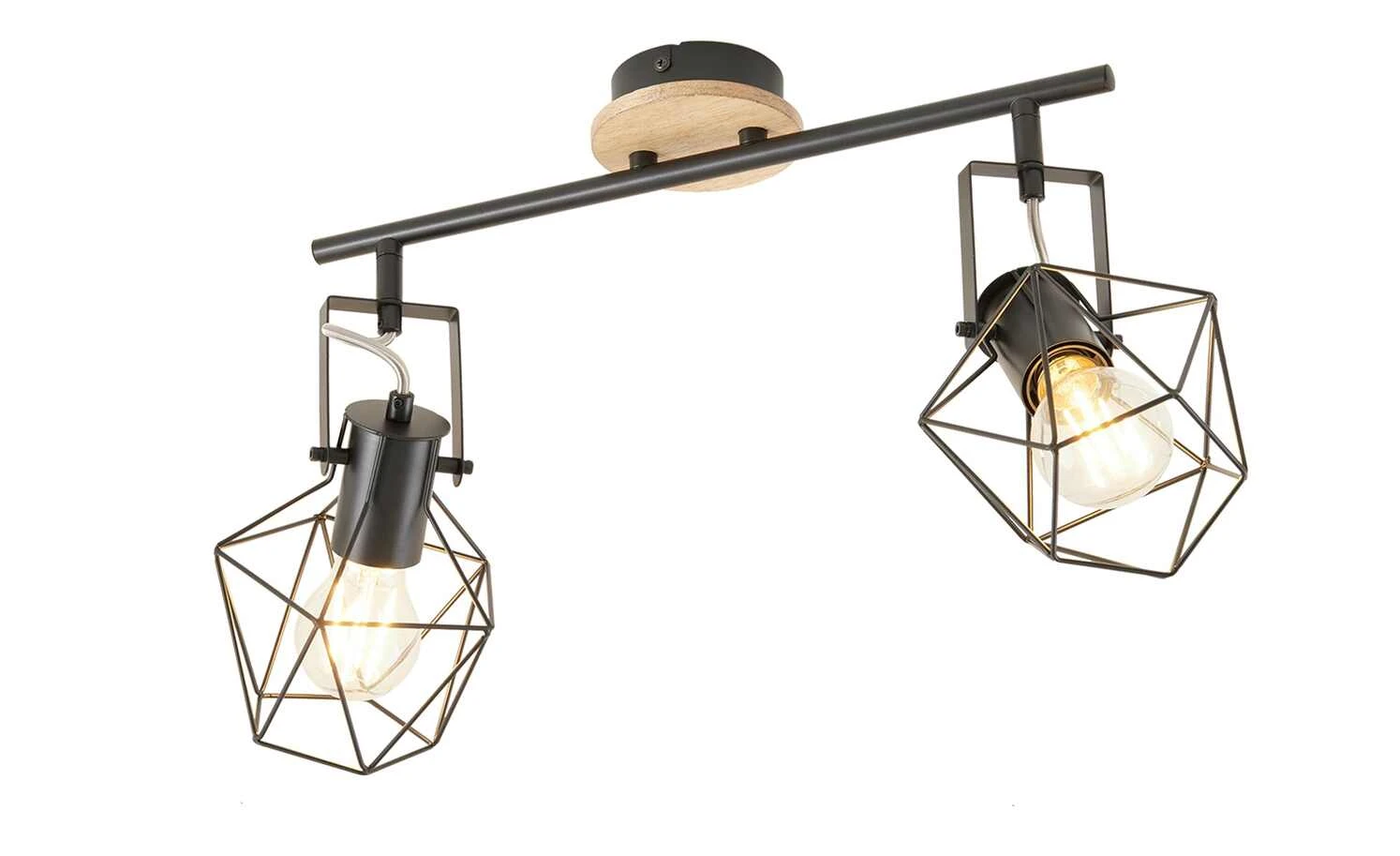 Paul Neuhaus Deckenstrahler, 2-flammig, Rubber Wood/Drahtgestell 3 Paul Neuhaus Deckenstrahler, 2-flammig, Rubber Wood/Drahtgestell – Bild 3