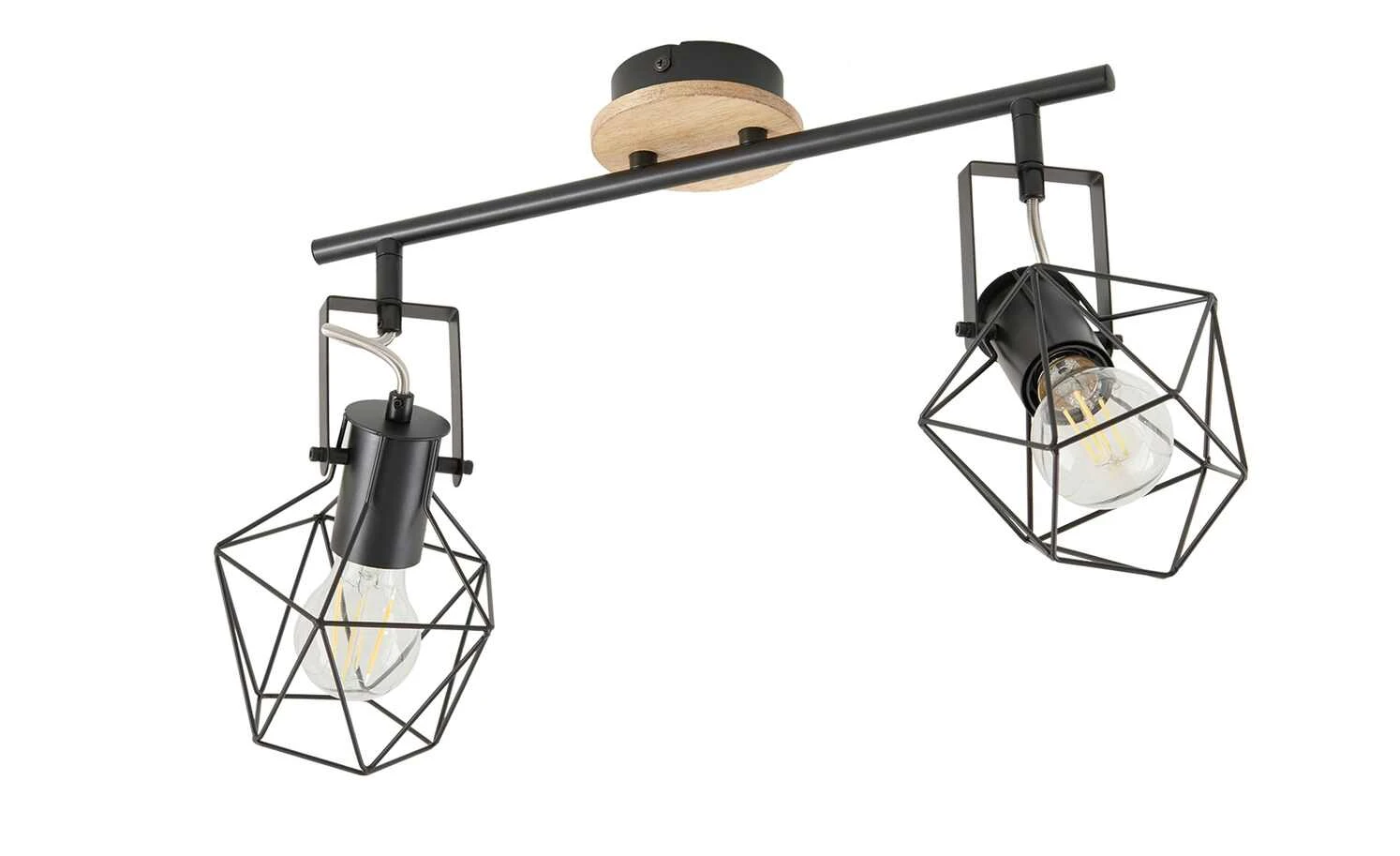 Paul Neuhaus Deckenstrahler, 2-flammig, Rubber Wood/Drahtgestell 2 Paul Neuhaus Deckenstrahler, 2-flammig, Rubber Wood/Drahtgestell – Bild 2