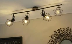 Paul Neuhaus Deckenstrahler, 4-flammig, Rubber Wood / Drahtgestell