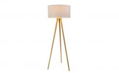 3 Bein-Stehleuchte, 1-flammig, Holz/Stoff