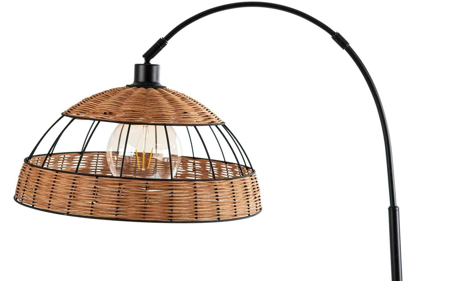 Bogenleuchte, 1-flammig, Rattan-Schirm 2 Bogenleuchte, 1-flammig, Rattan-Schirm – Bild 2