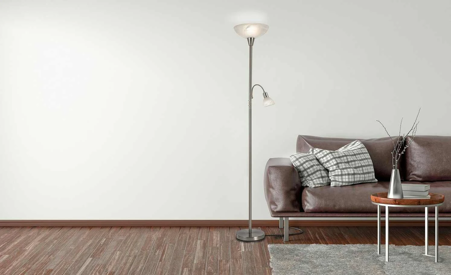 Deckenfluter, 2-flammig, Nickel-matt 2 Deckenfluter, 2-flammig, Nickel-matt – Bild 2