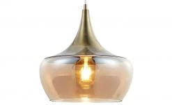 Pendelleuchte, 1-flammig, messing-antik/amber