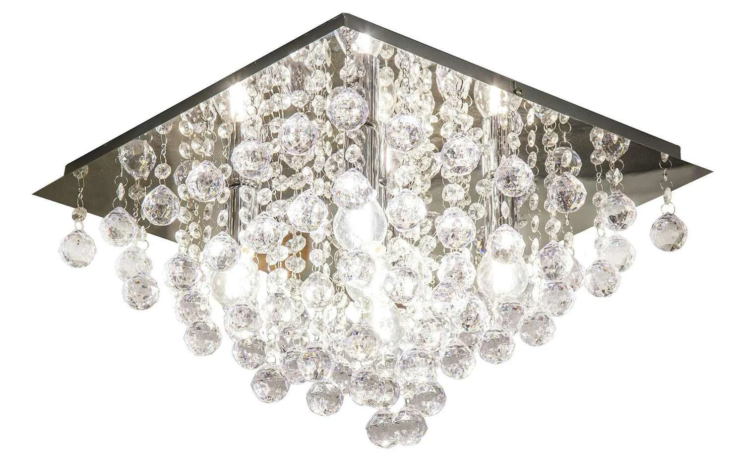 Deckenleuchte, 5-flammig, mit Kristellbehang 1 Deckenleuchte, 5-flammig, mit Kristellbehang