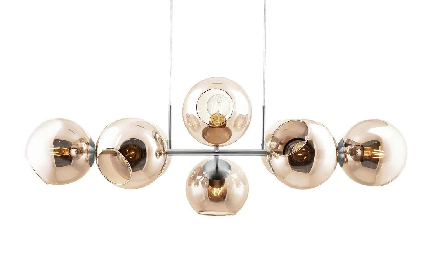 Pendelleuchte, 8-flammig, Glaskugeln kupferfarben 1 Pendelleuchte, 8-flammig, Glaskugeln kupferfarben