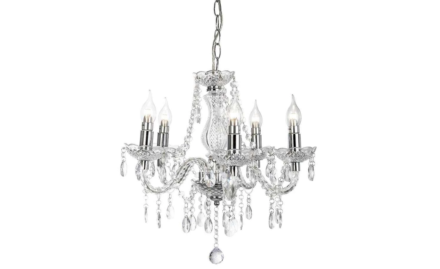 Kronleuchter, 5-flammig, chromfarben 1 Kronleuchter, 5-flammig, chromfarben