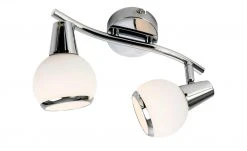 Deckenstrahler, 2-flammig, chrom/Glas weiß