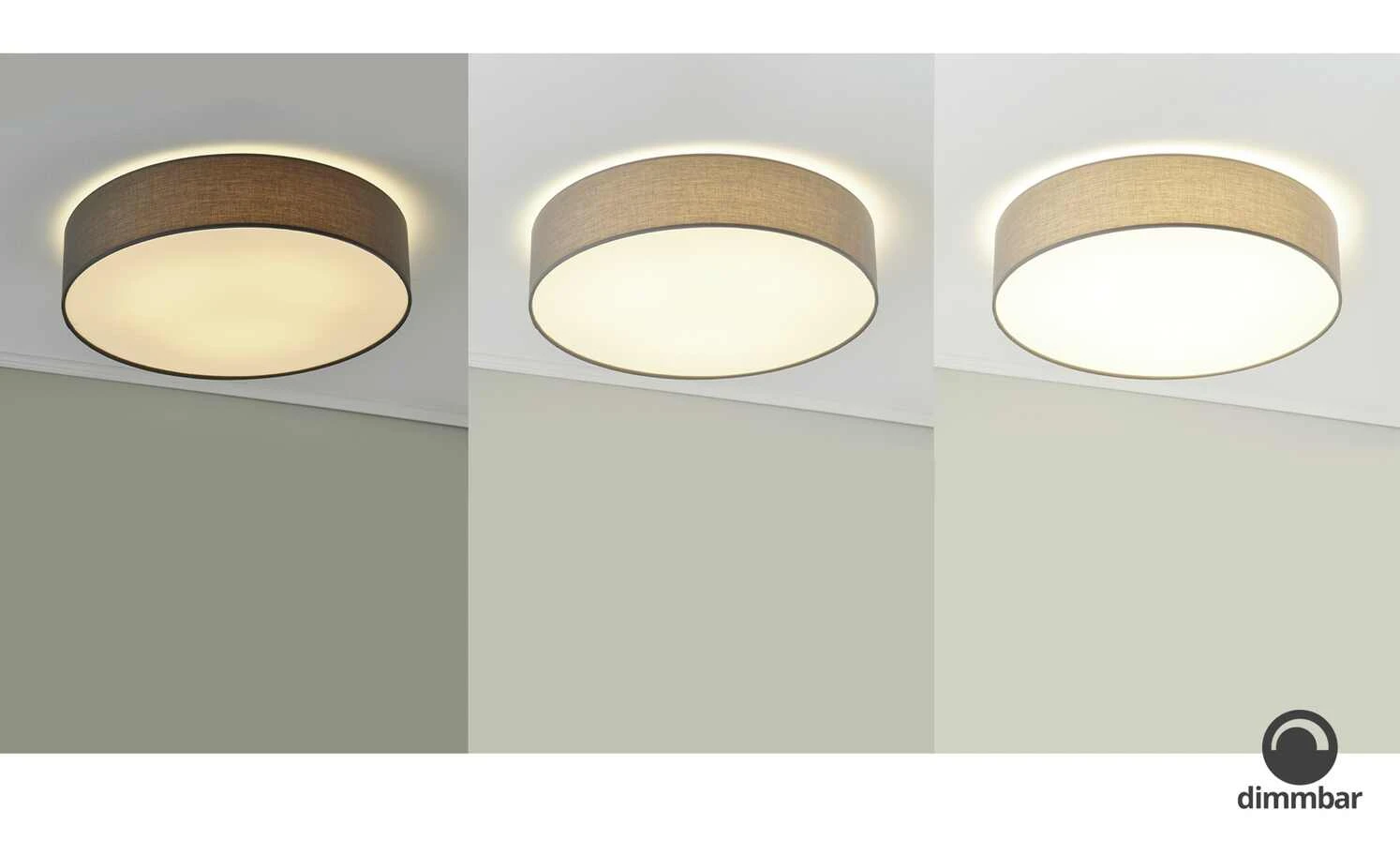 KHG LED-Deckenleuchte, 1-flammig, Stoffschirm grau 1 KHG LED-Deckenleuchte, 1-flammig, Stoffschirm grau