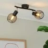 Deckenstrahler, 2-flammig, Drahtschirm schwarz