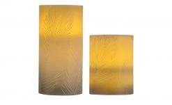 LED-Echtwachs-Kerzen 2er-Set, grau mit Federoptik -Innenleuchten Verkaufsladen 665439 2 202201191242